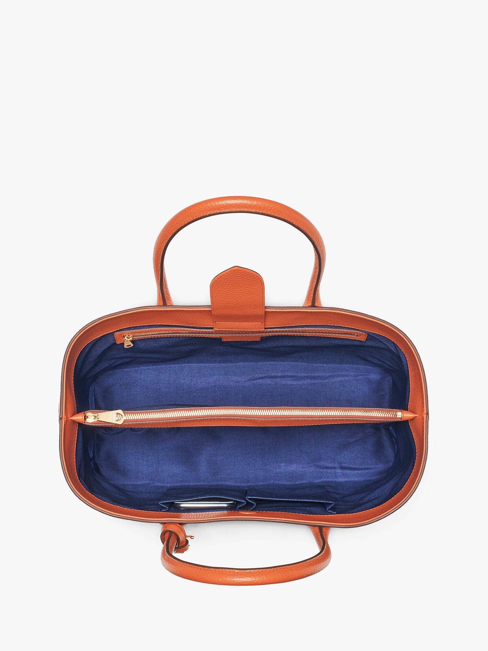 Product image 3 of 6, which shows Aspinal of London Pebble Leather London Tote Bag, Orange