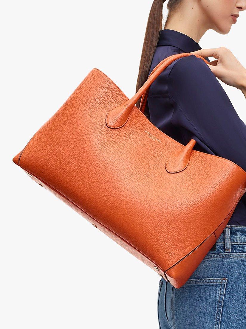 Product image 6 of 6, which shows Aspinal of London Pebble Leather London Tote Bag, Orange