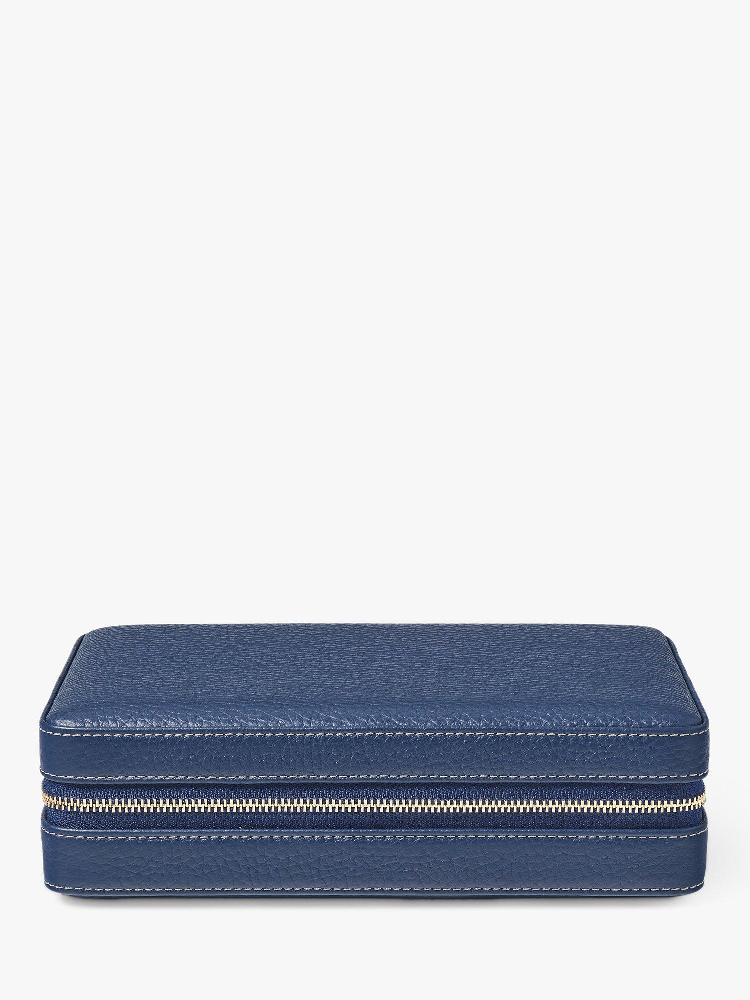 Aspinal of London Large Pebble Leather Jewellery Case, Caspian Blue