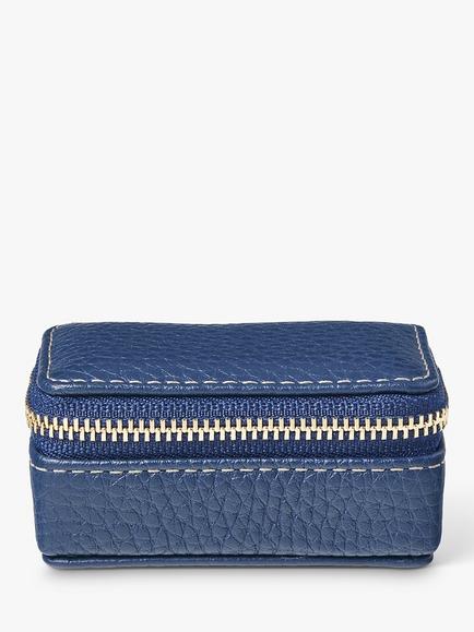 Aspinal of London Small Pebble Leather Jewellery Case, Caspian Blue