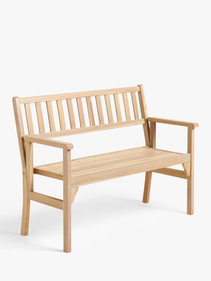 John Lewis Acacia Wood Foldable 2-Seater Garden Bench, Natural, Natural
