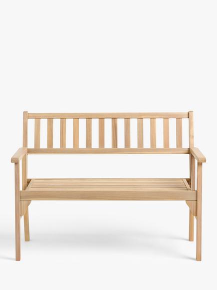 John Lewis Acacia Wood Foldable 2-Seater Garden Bench, Natural - view 2, Natural