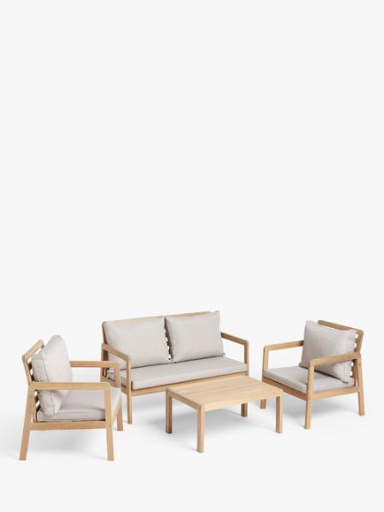 John Lewis Acacia Wood 4-Seater Garden Lounge Set, Natural, Natural