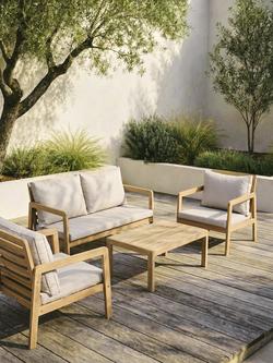 John Lewis Acacia Wood 4-Seater Garden Lounge Set, Natural - view 2, Natural