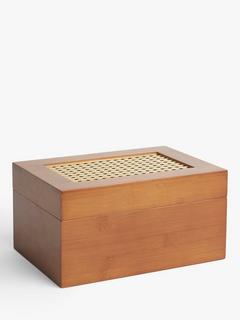 John Lewis Poly Rattan and Bamboo Storage Box, Cherry Wood