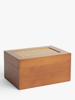 John Lewis Poly Rattan and Bamboo Storage Box, Cherry Wood, Cherry Wood/Rattan