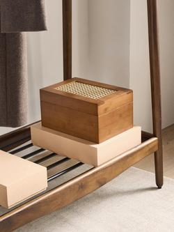 John Lewis Poly Rattan and Bamboo Storage Box, Cherry Wood - view 2, Cherry Wood/Rattan