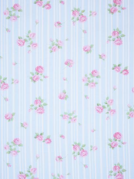 Peter Horton Textiles Stripes and Roses Cotton Fabric, Blue, Blue