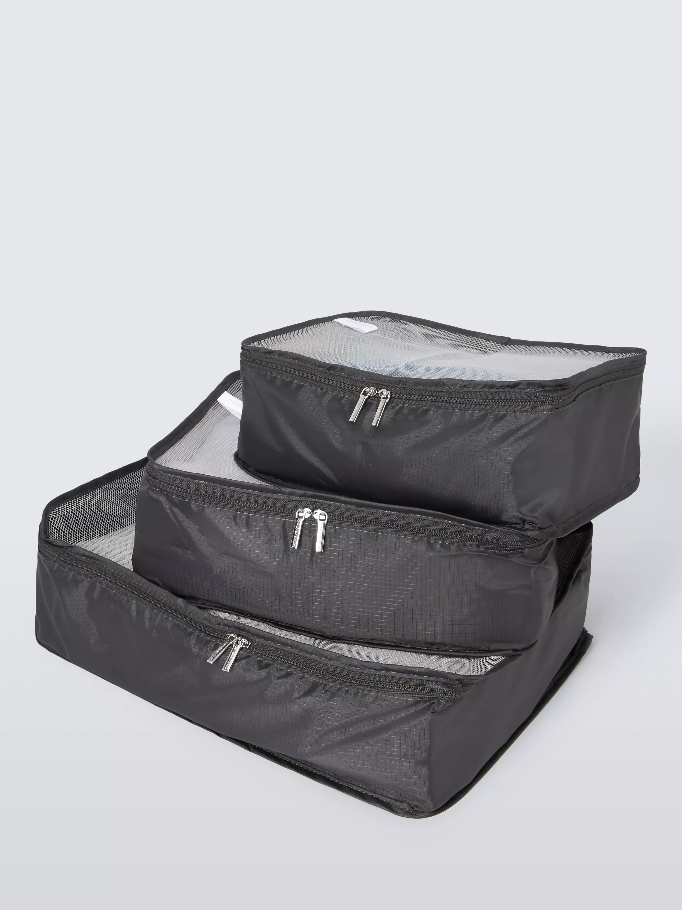 John Lewis Foldable Suitcase Packing Cubes Pack of 3 14L Black