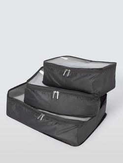 John Lewis Foldable Suitcase Packing Cubes, Pack of 3, 14L, Black, Black
