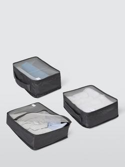 John Lewis Foldable Suitcase Packing Cubes, Pack of 3, 14L, Black - view 2, Black
