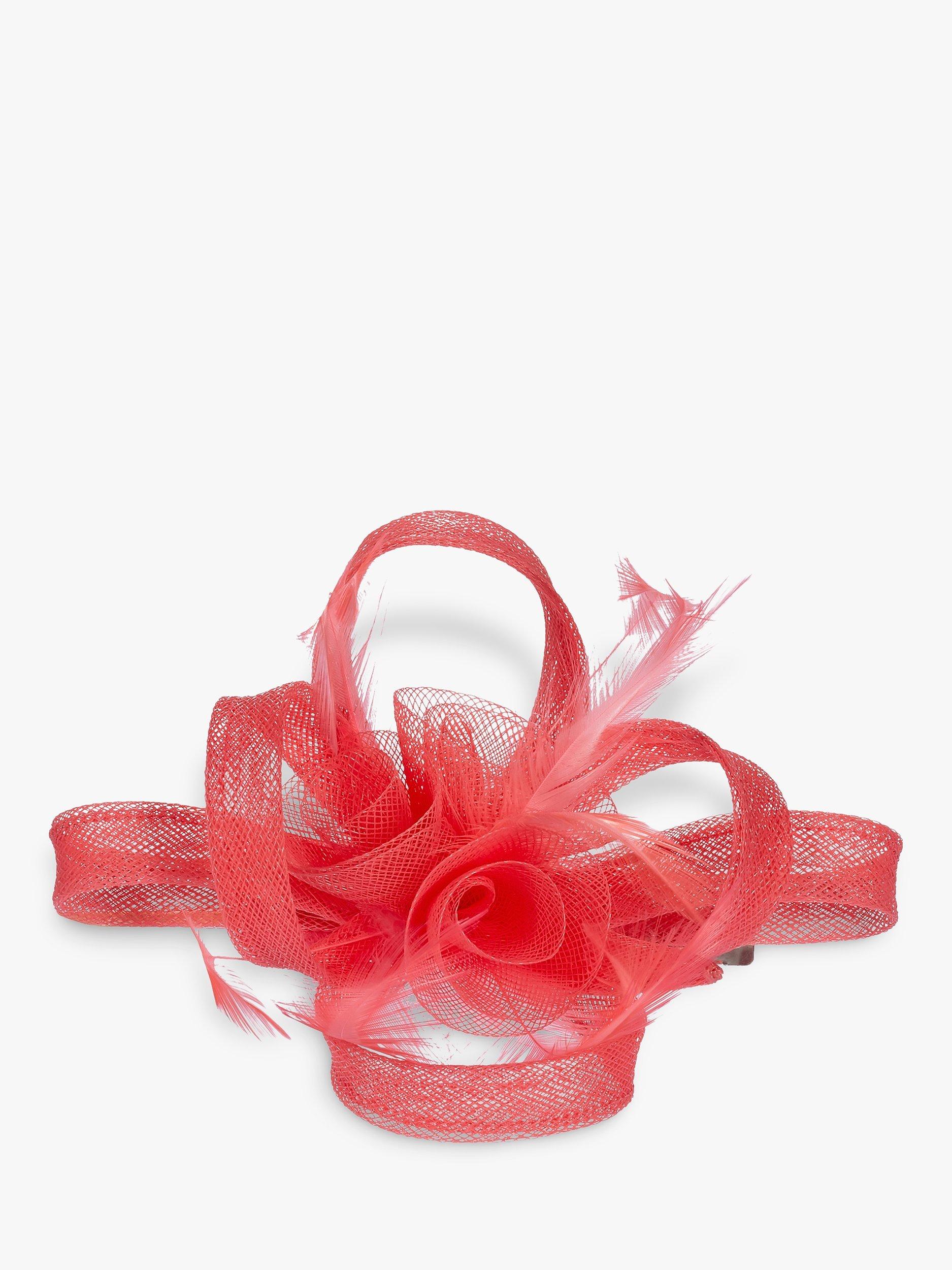 Product image 1 of 4, which shows Jon Richard Small Hair Clip Fascinator, Coral