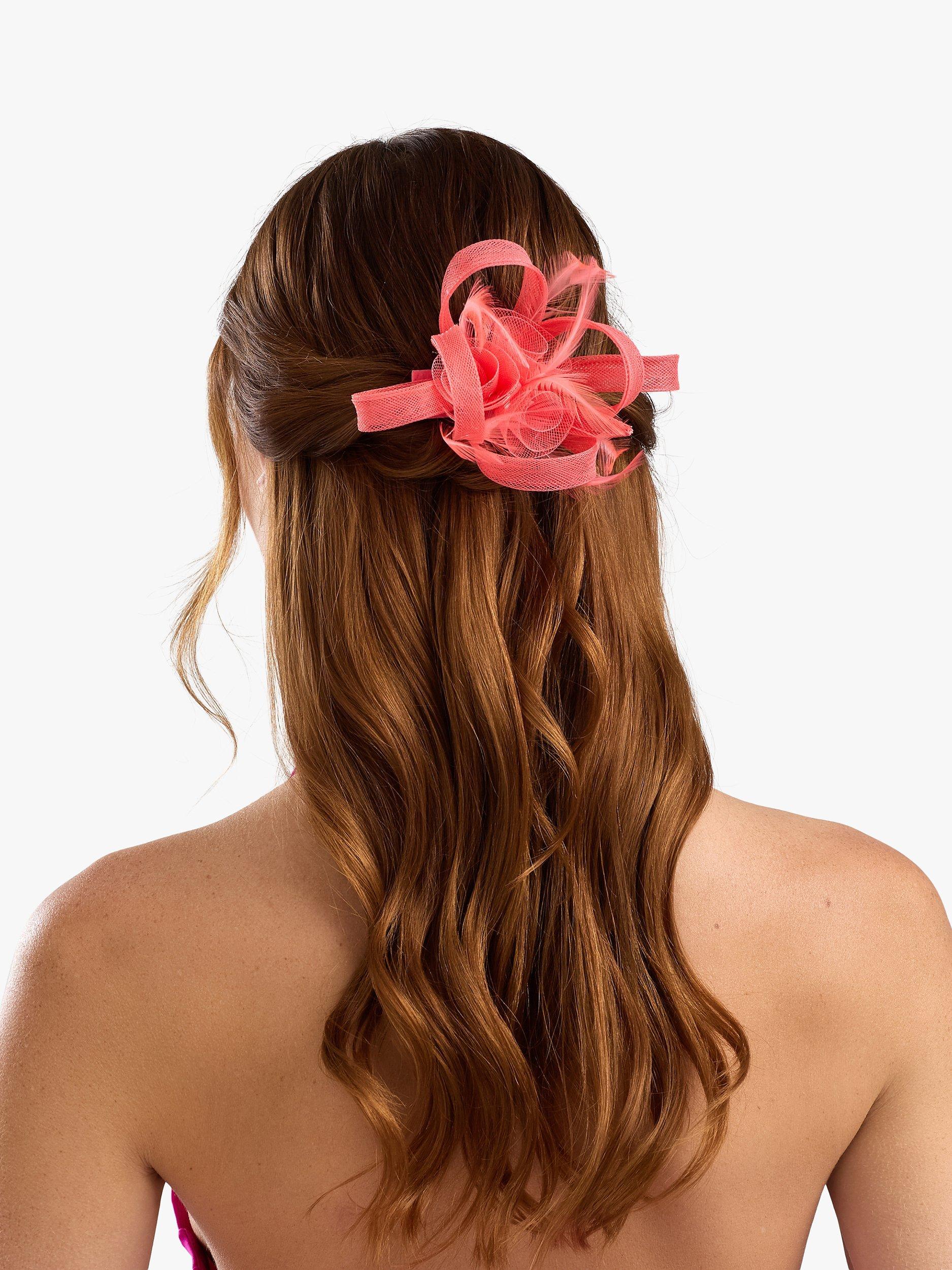 Jon Richard Small Hair Clip Fascinator, Coral