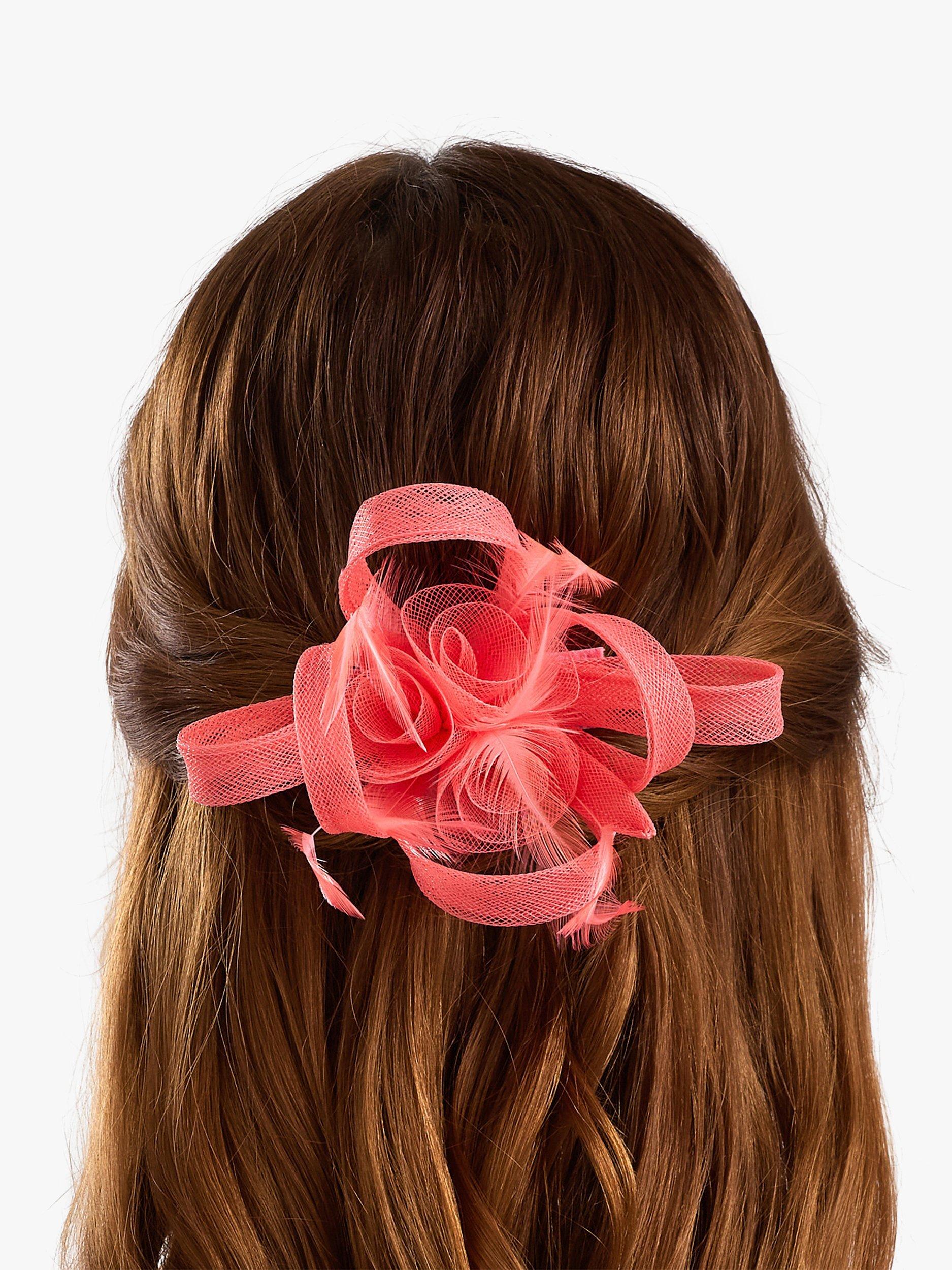 Product image 3 of 4, which shows Jon Richard Small Hair Clip Fascinator, Coral