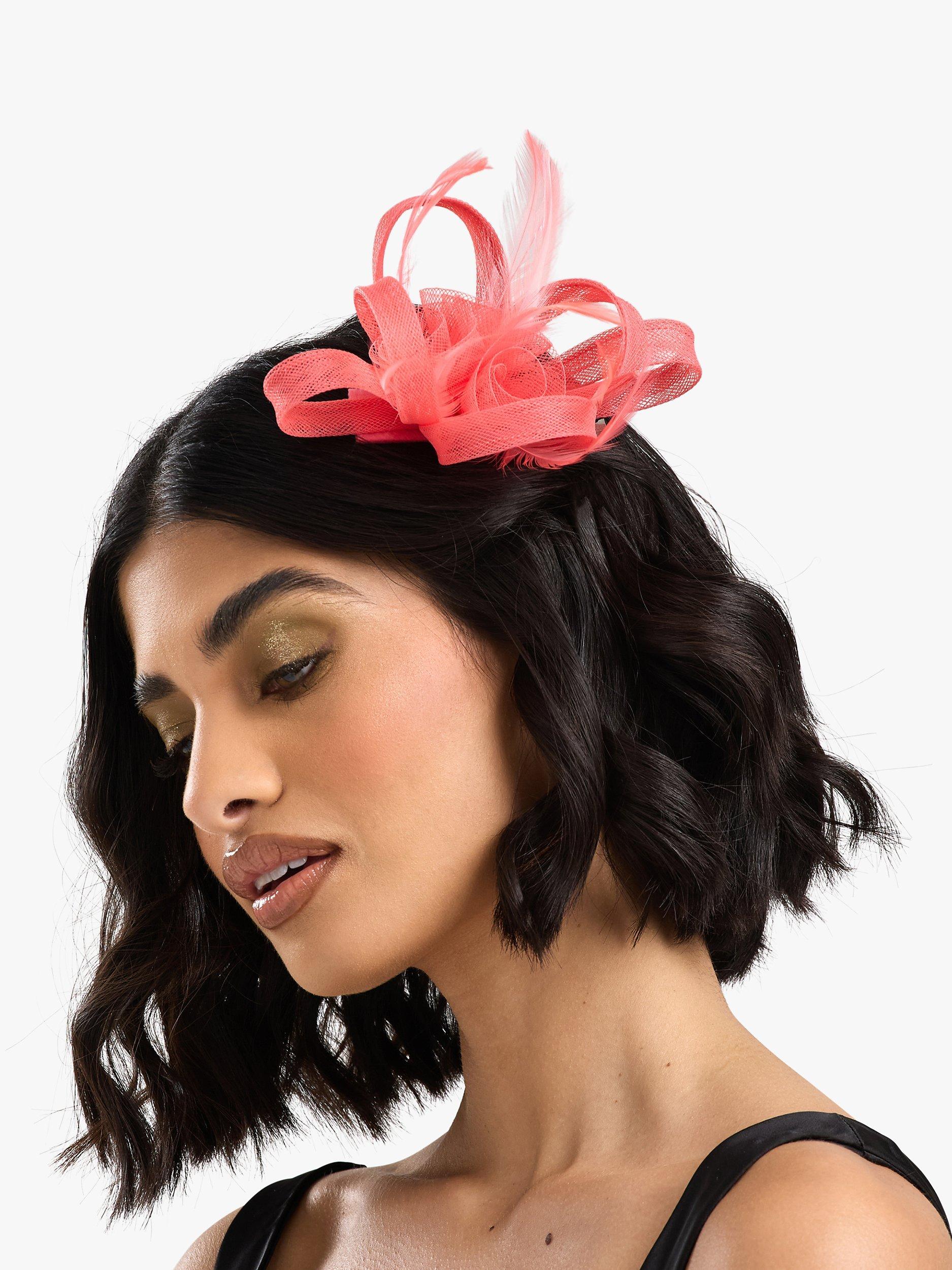 Jon Richard Small Hair Clip Fascinator, Coral