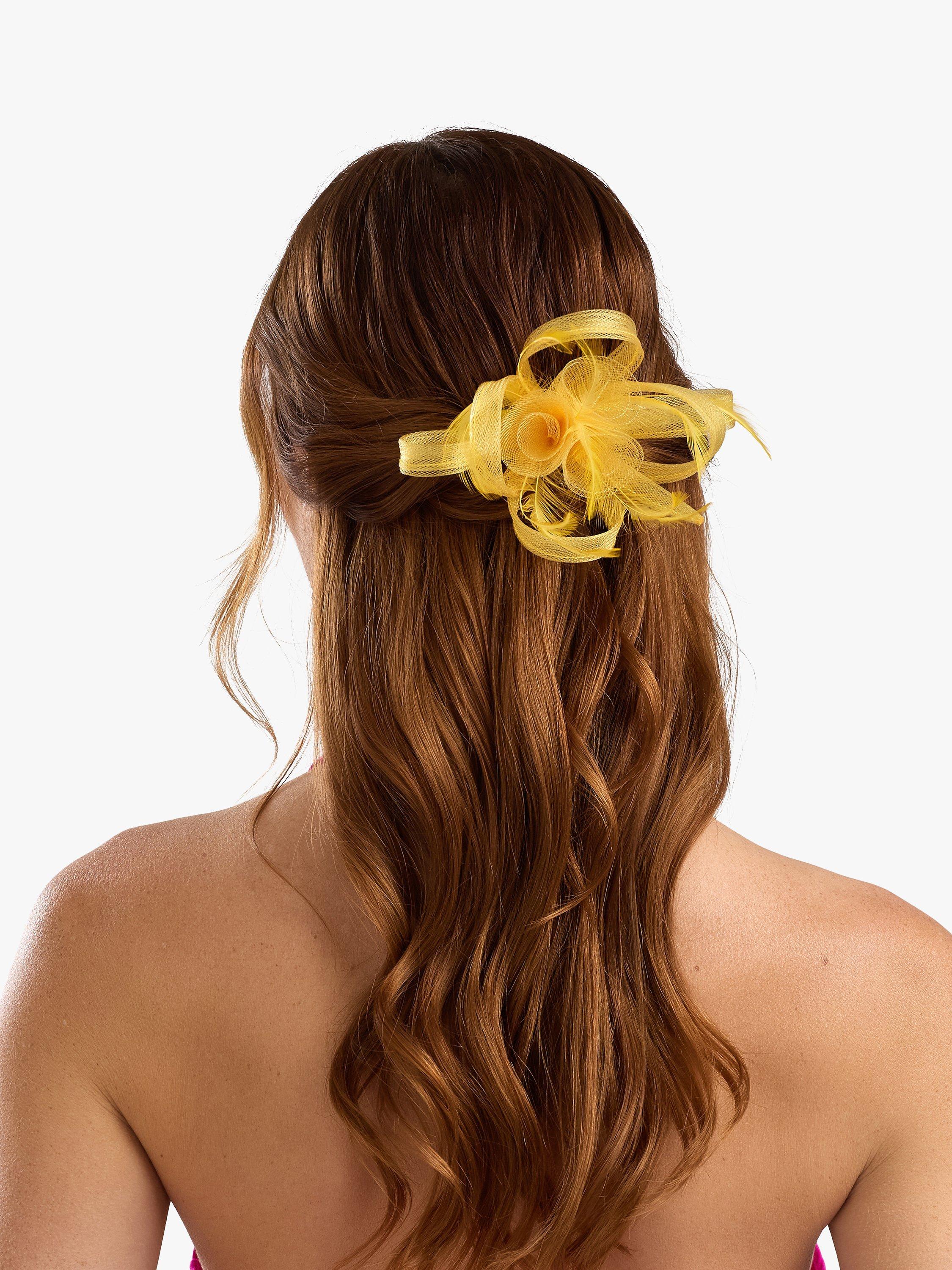 Jon Richard Small Hair Clip Fascinator, Yellow