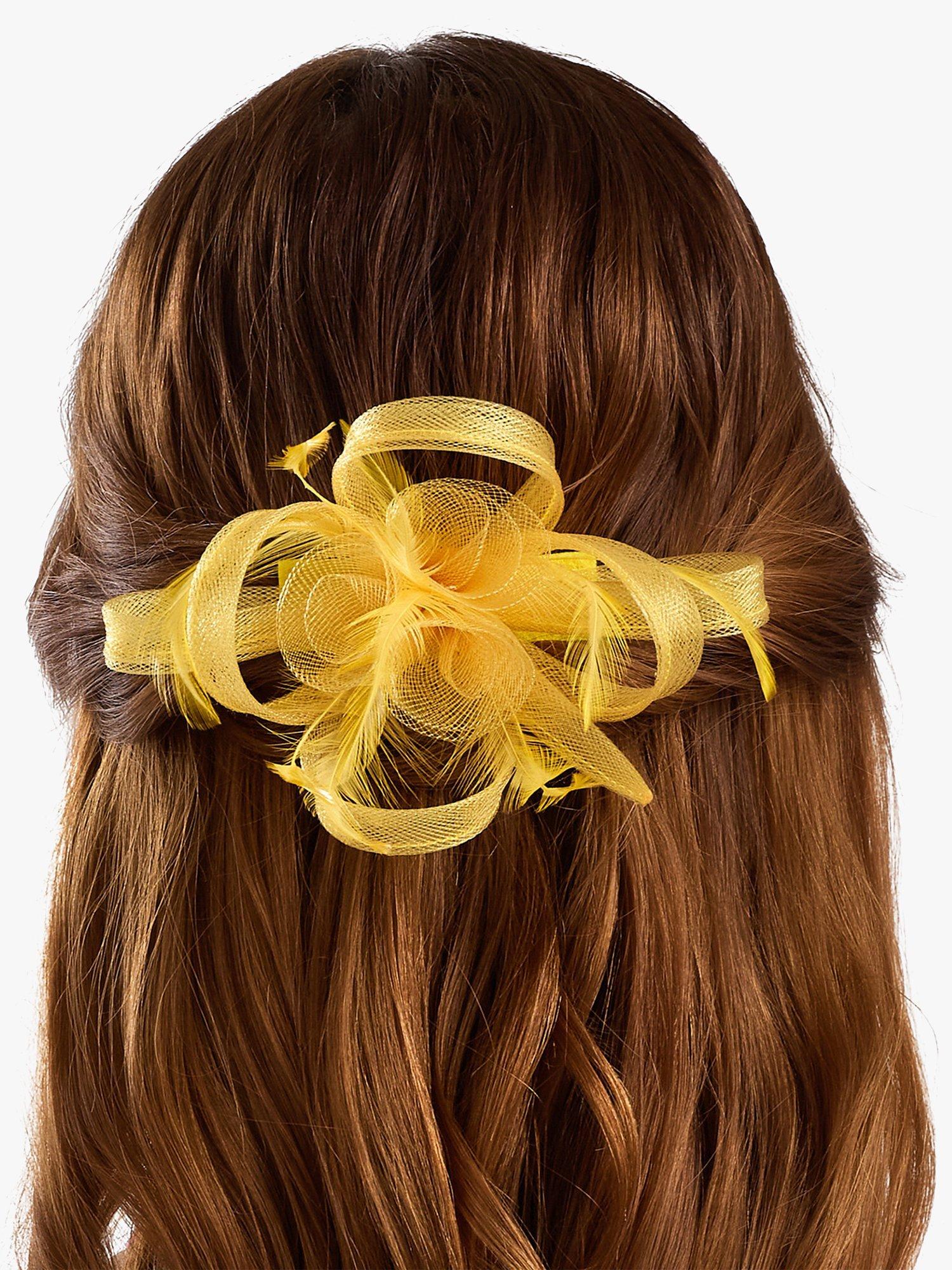 Jon Richard Small Hair Clip Fascinator, Yellow