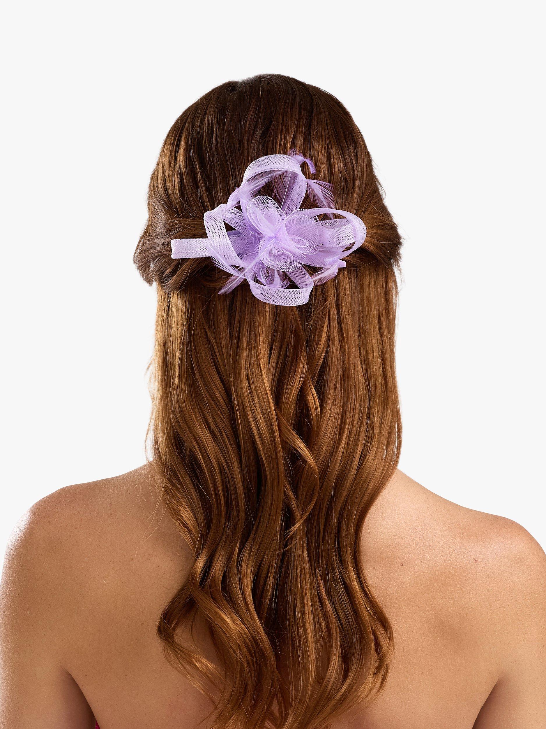 Product image 3 of 3, which shows Jon Richard Small Hair Clip Fascinator, Lavender