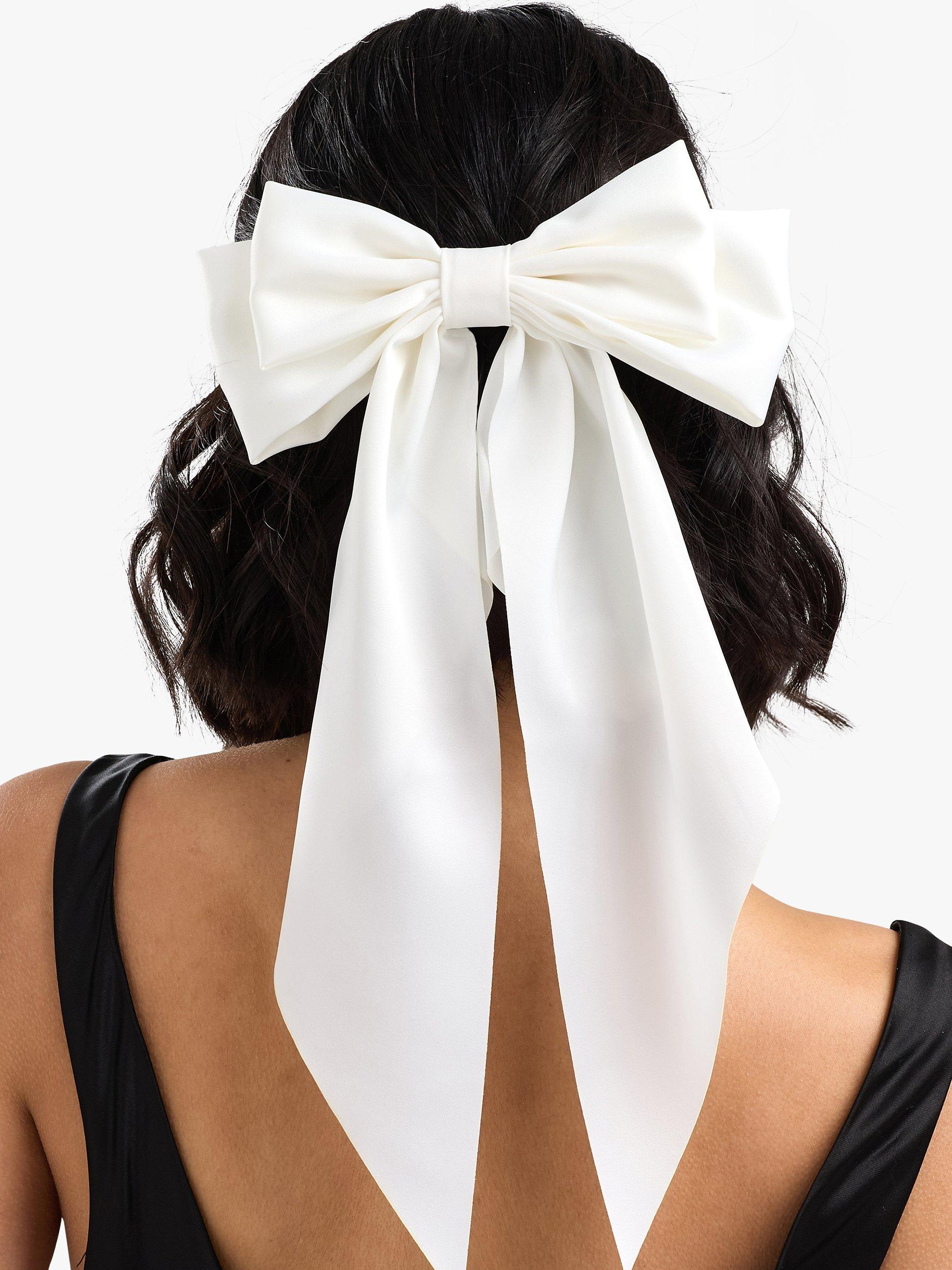 Product image 3 of 4, which shows Jon Richard Satin Bow Hair Clip, Natural