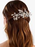 Jon Richard Crystal Leaf Side Hair Clip, Silver