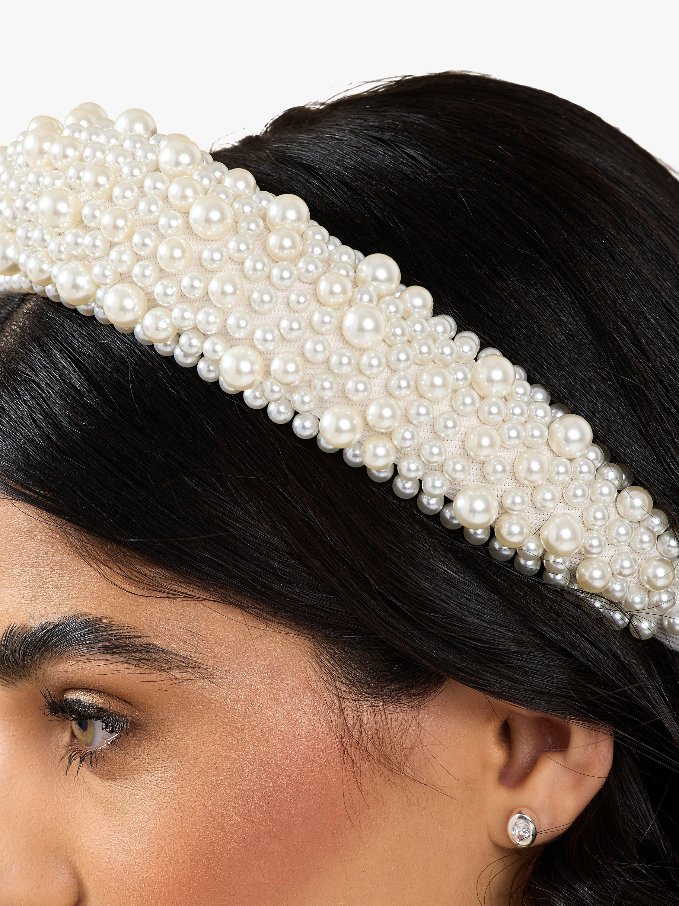 Product image 3 of 3, which shows Jon Richard Pearl Embellished Headband, Cream