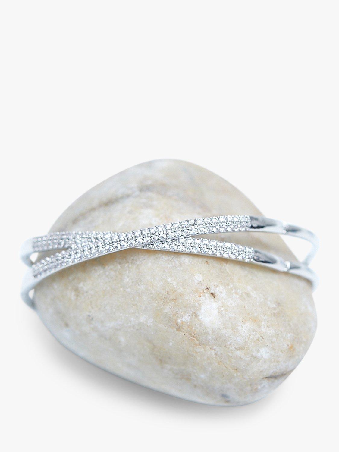Product image 2 of 3, which shows Jon Richard Cubic Zirconia Cross Bangle Bracelet, Silver