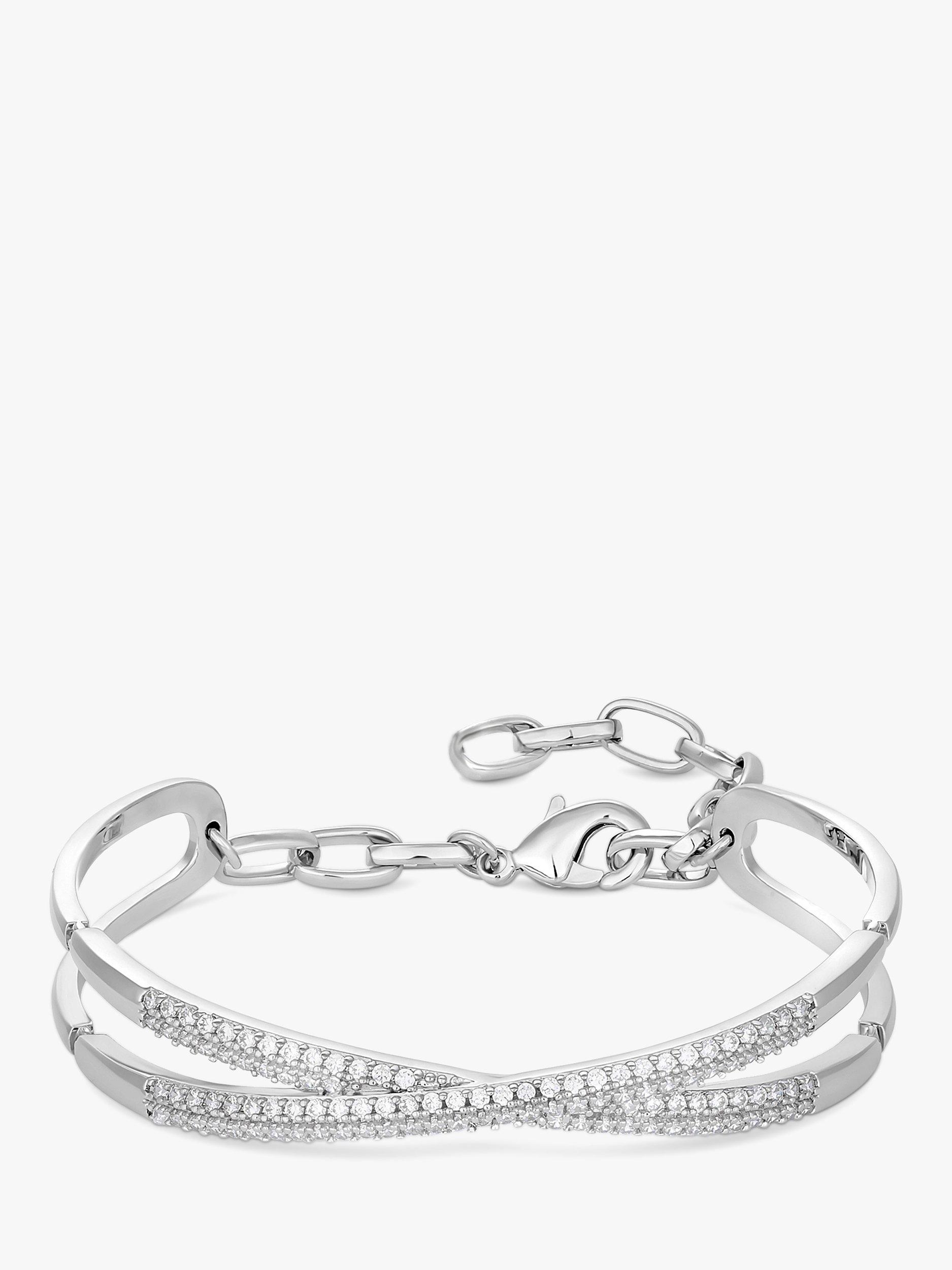 Product image 3 of 3, which shows Jon Richard Cubic Zirconia Cross Bangle Bracelet, Silver