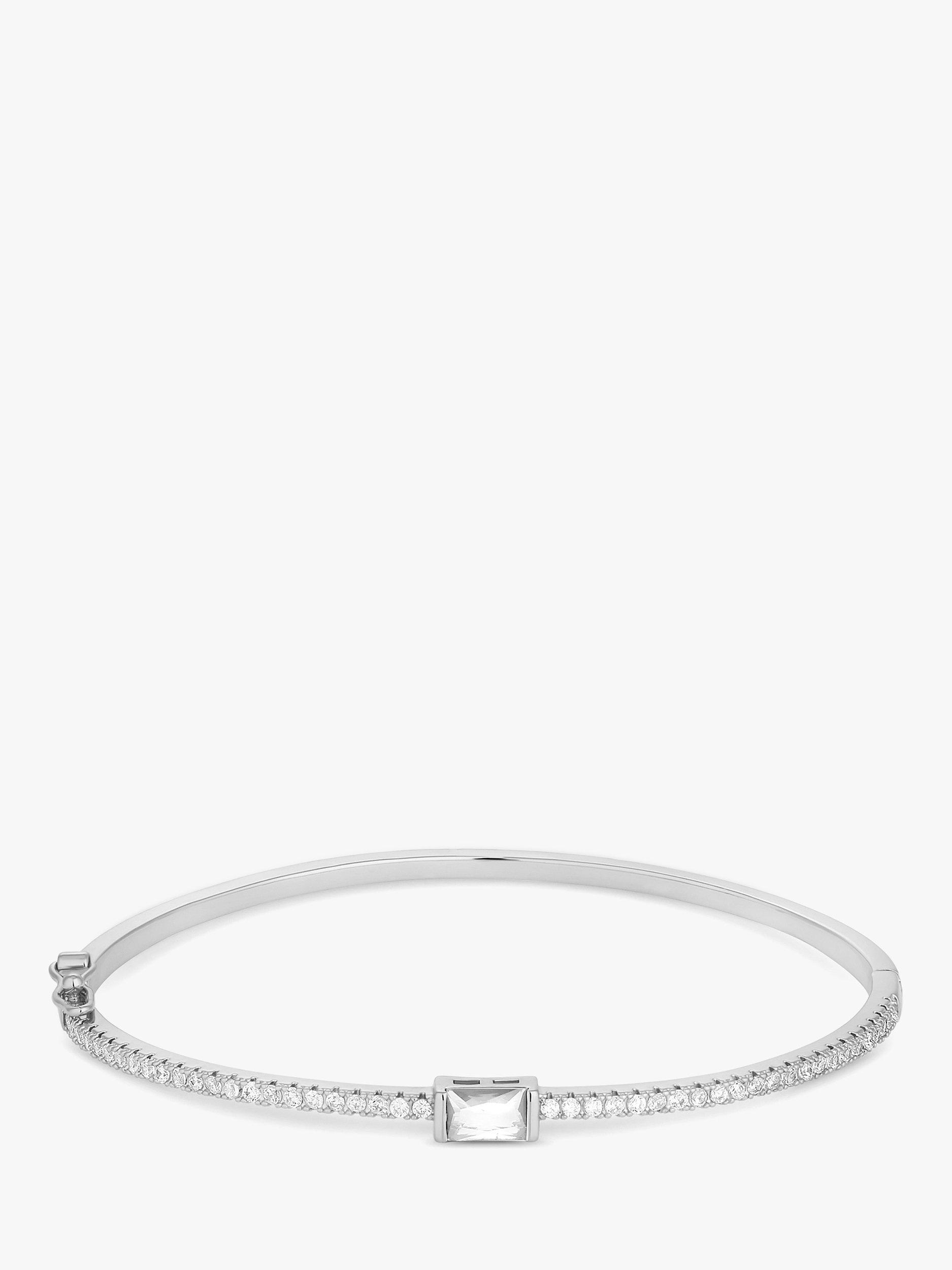 Product image 1 of 1, which shows Jon Richard Rhodium Plated Centre Stone Cubic Zirconia Bangle, Silver