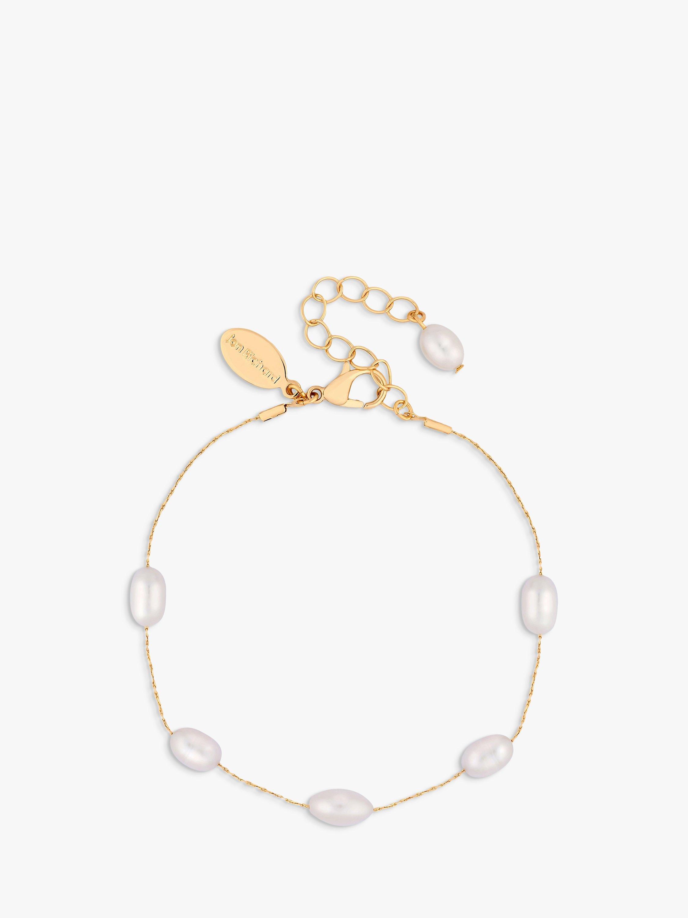 Product image 1 of 3, which shows Jon Richard Fine Chain And Freshwater Pearl Bracelet, Gold