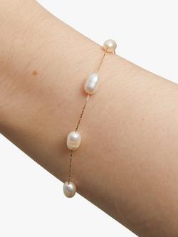 Jon Richard Fine Chain And Freshwater Pearl Bracelet, Gold - view 2, Gold