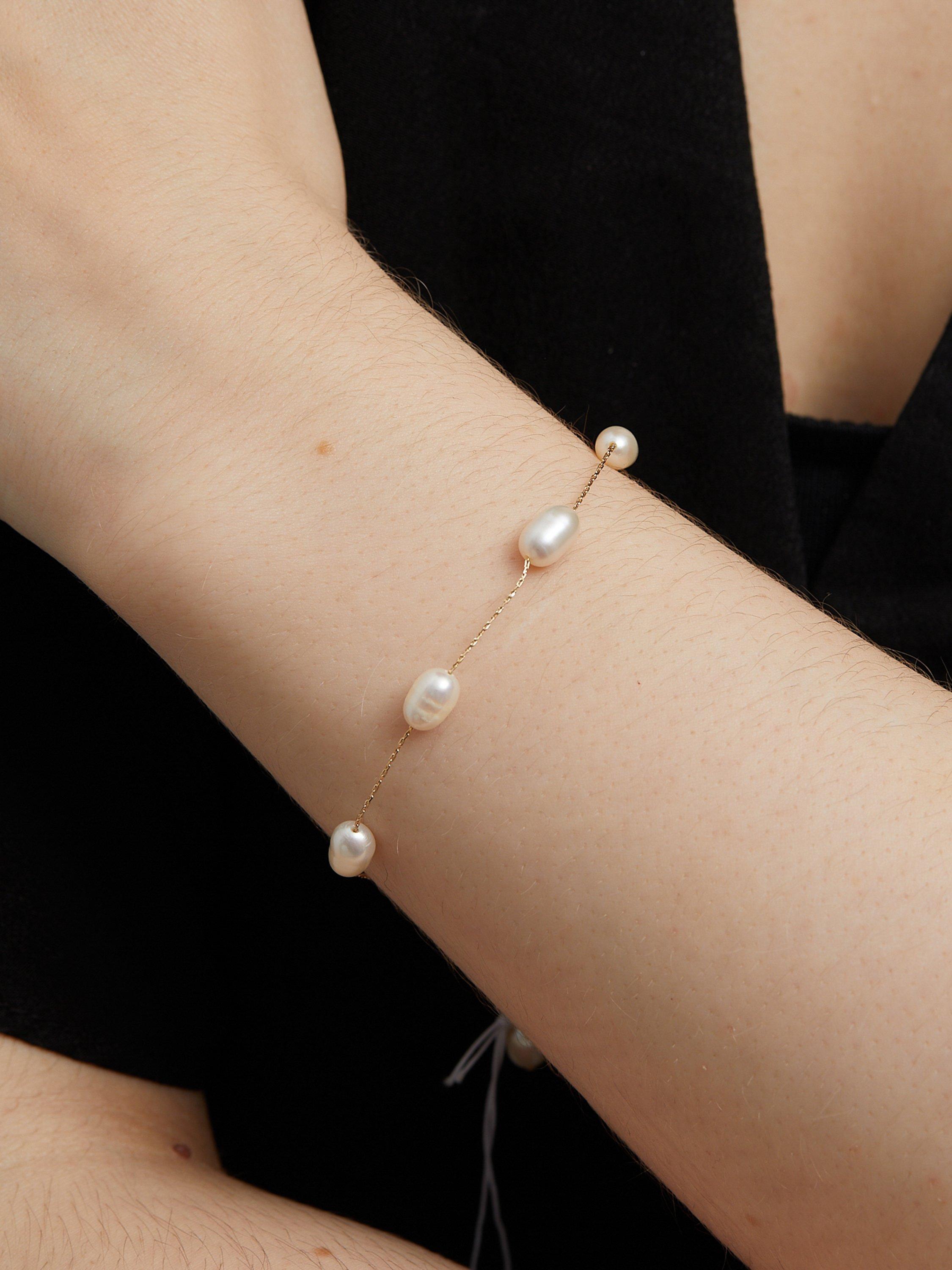 Product image 3 of 3, which shows Jon Richard Fine Chain And Freshwater Pearl Bracelet, Gold