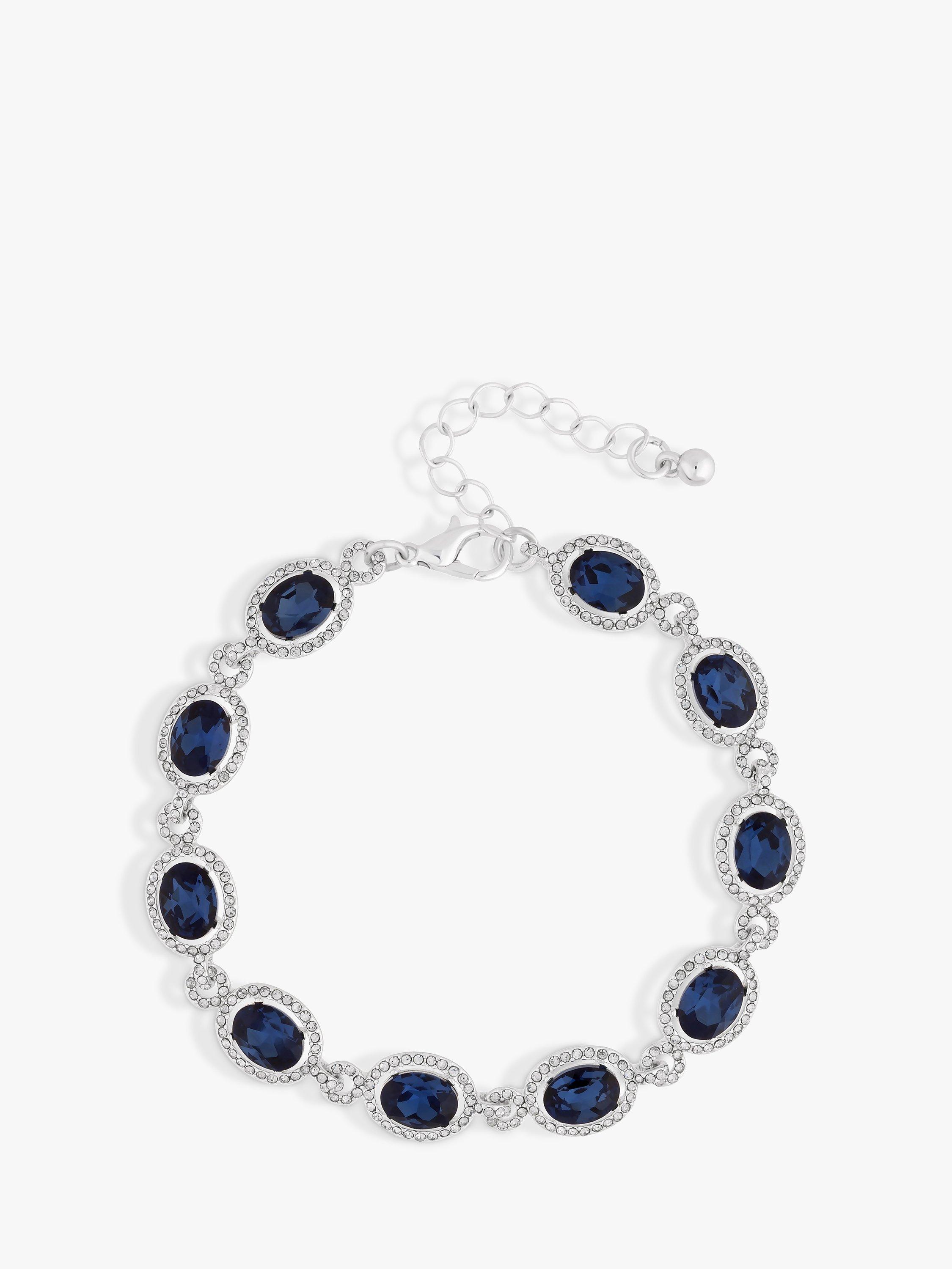 Jon Richard Blue Cubic Zirconia Halo Bracelet, Silver