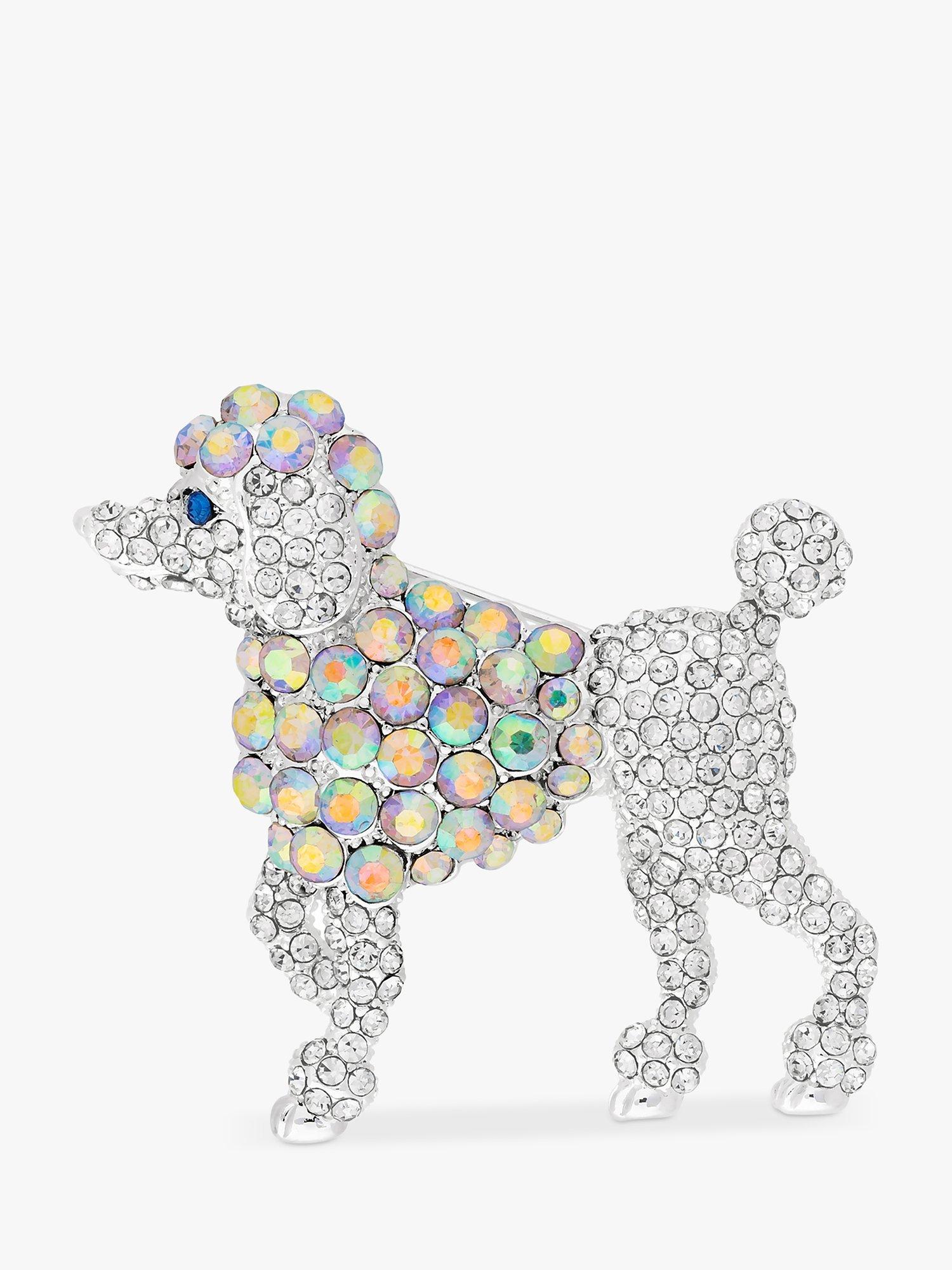 Product image 1 of 2, which shows Jon Richard Aurora Borealis Poodle Brooch, Silver