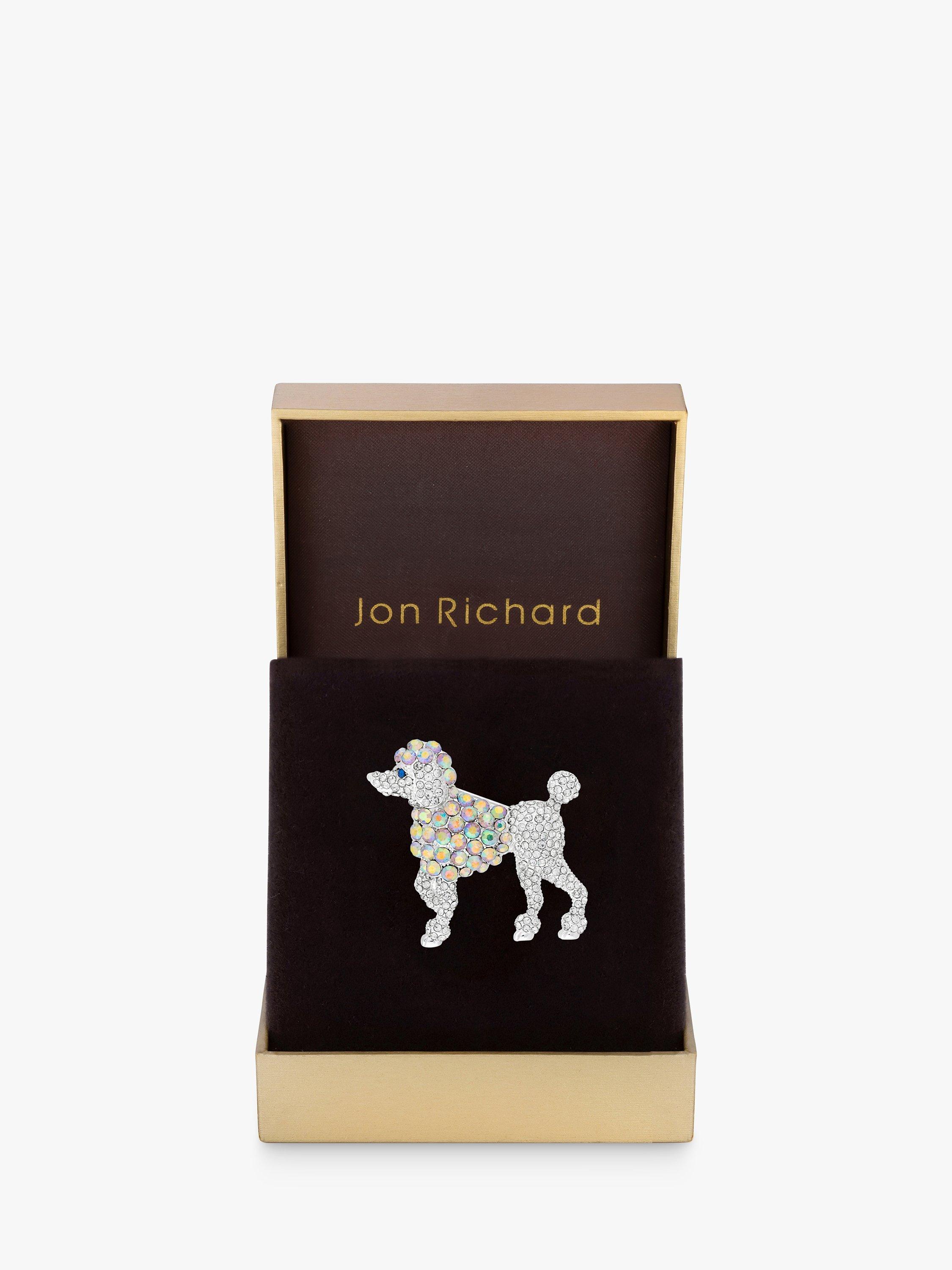 Product image 2 of 2, which shows Jon Richard Aurora Borealis Poodle Brooch, Silver