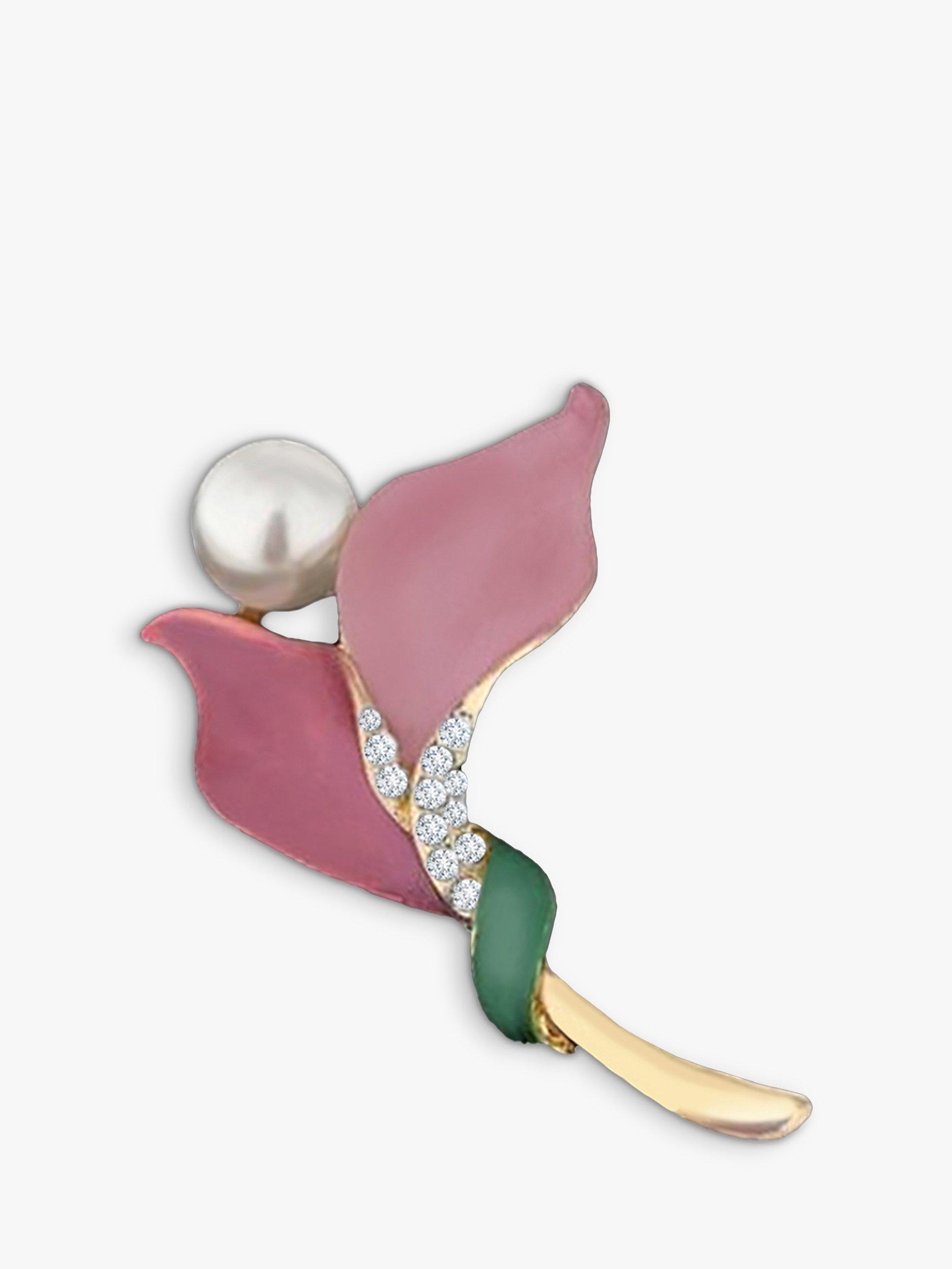 Product image 1 of 2, which shows Jon Richard Enamel Floral Brooch, Gold