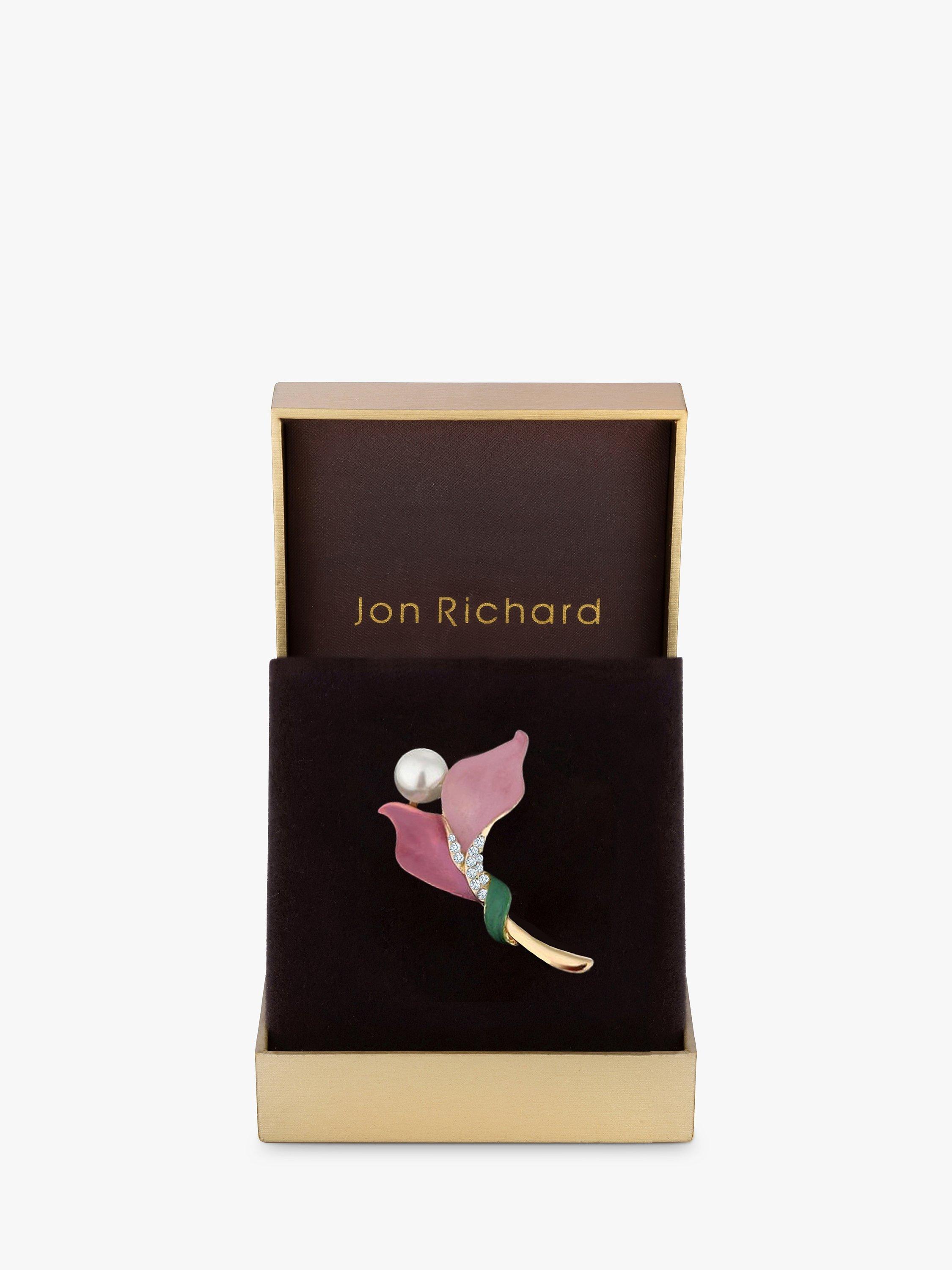 Product image 2 of 2, which shows Jon Richard Enamel Floral Brooch, Gold