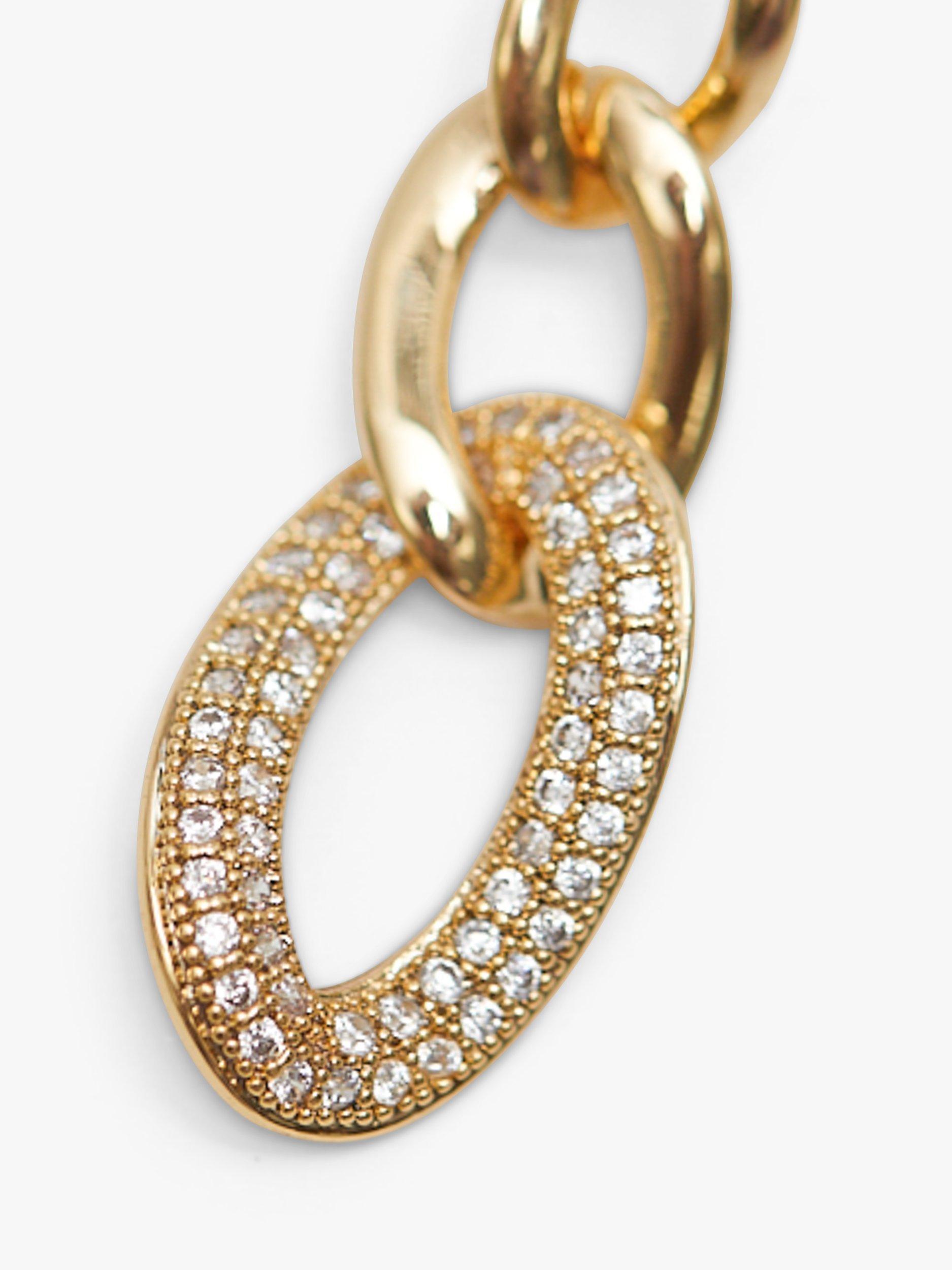 Product image 3 of 3, which shows Jon Richard Polished and Crystal Chain Drop Earrings, Gold