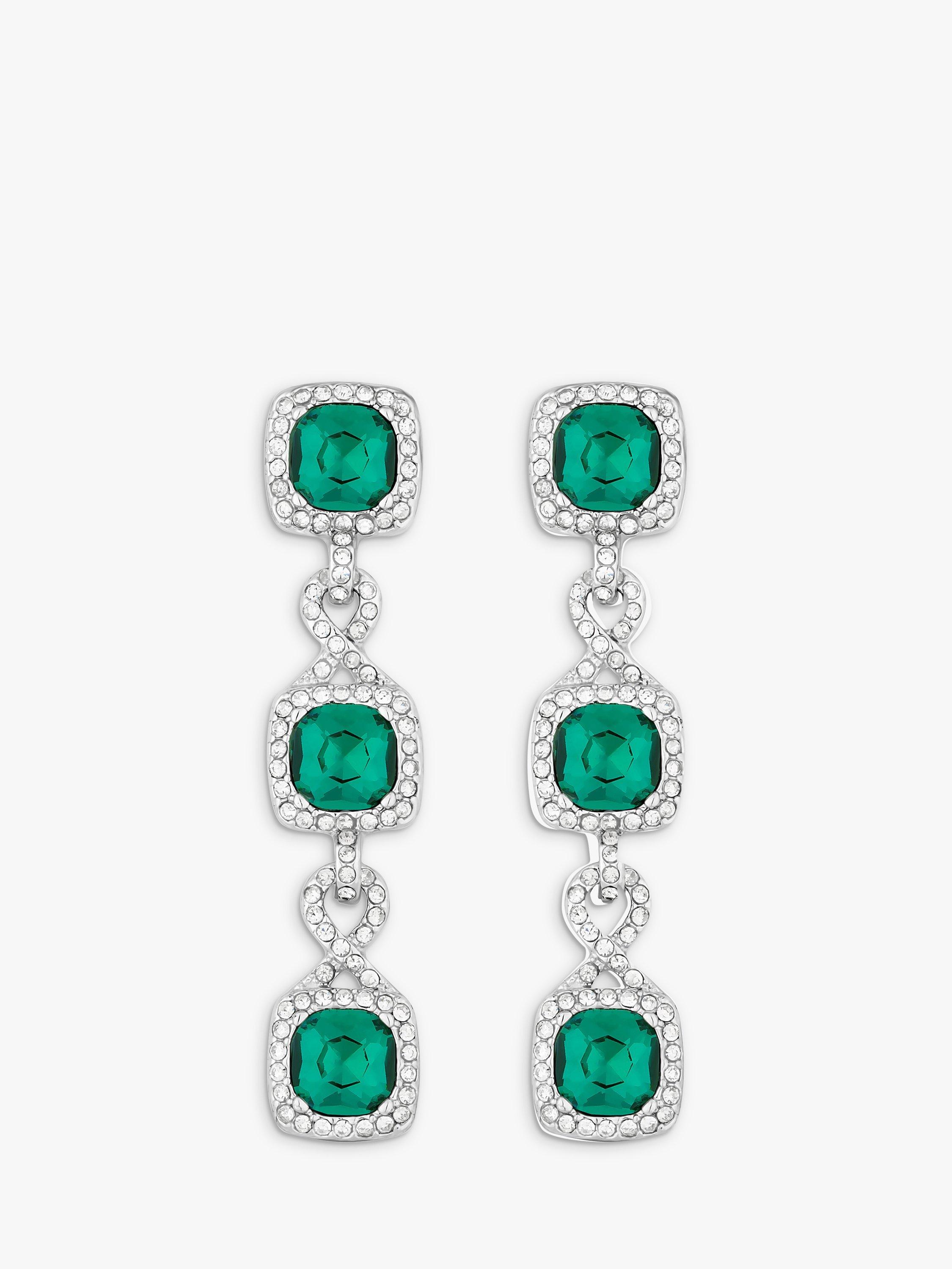 Product image 1 of 2, which shows Jon Richard Emerald Infinity Earrings, Green/Silver
