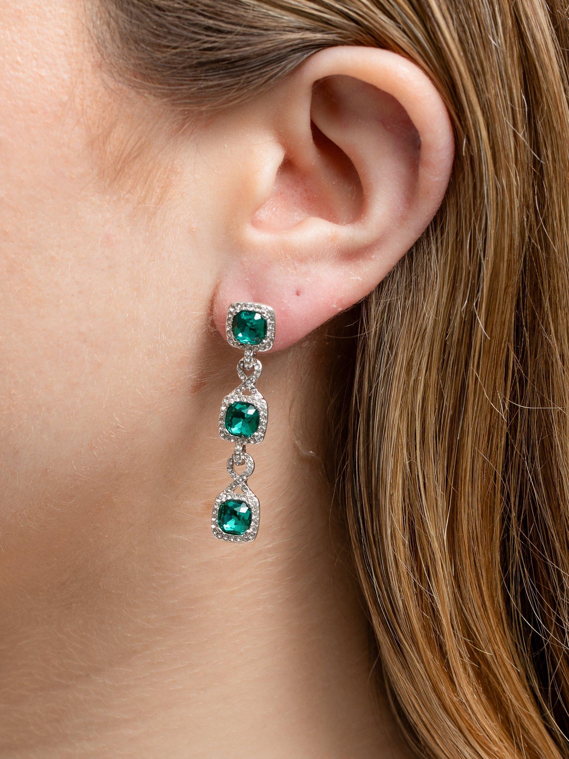 Product image 2 of 2, which shows Jon Richard Emerald Infinity Earrings, Green/Silver