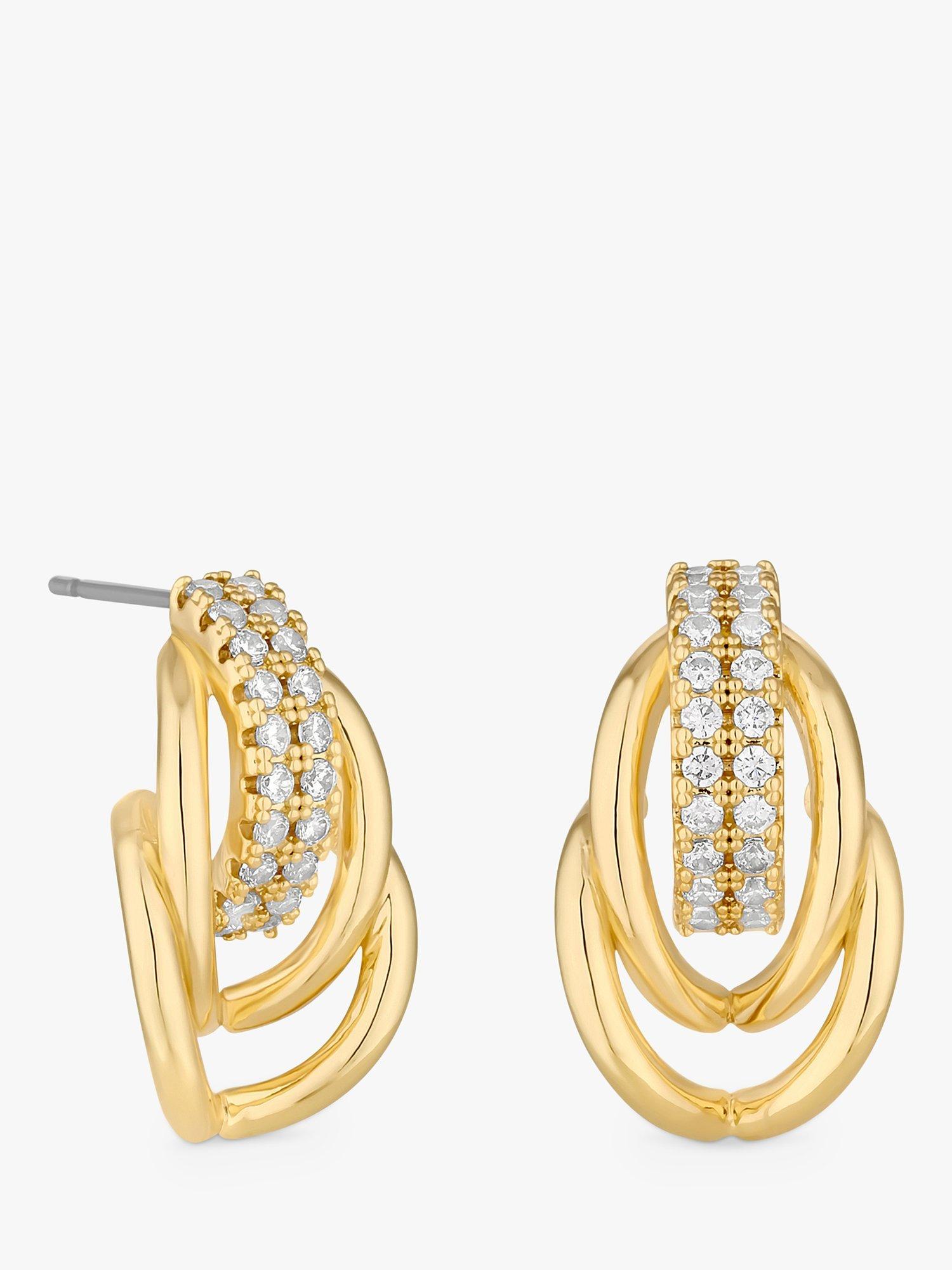 Product image 1 of 1, which shows Jon Richard Polished & Pave Door Knocker Earrings, Gold