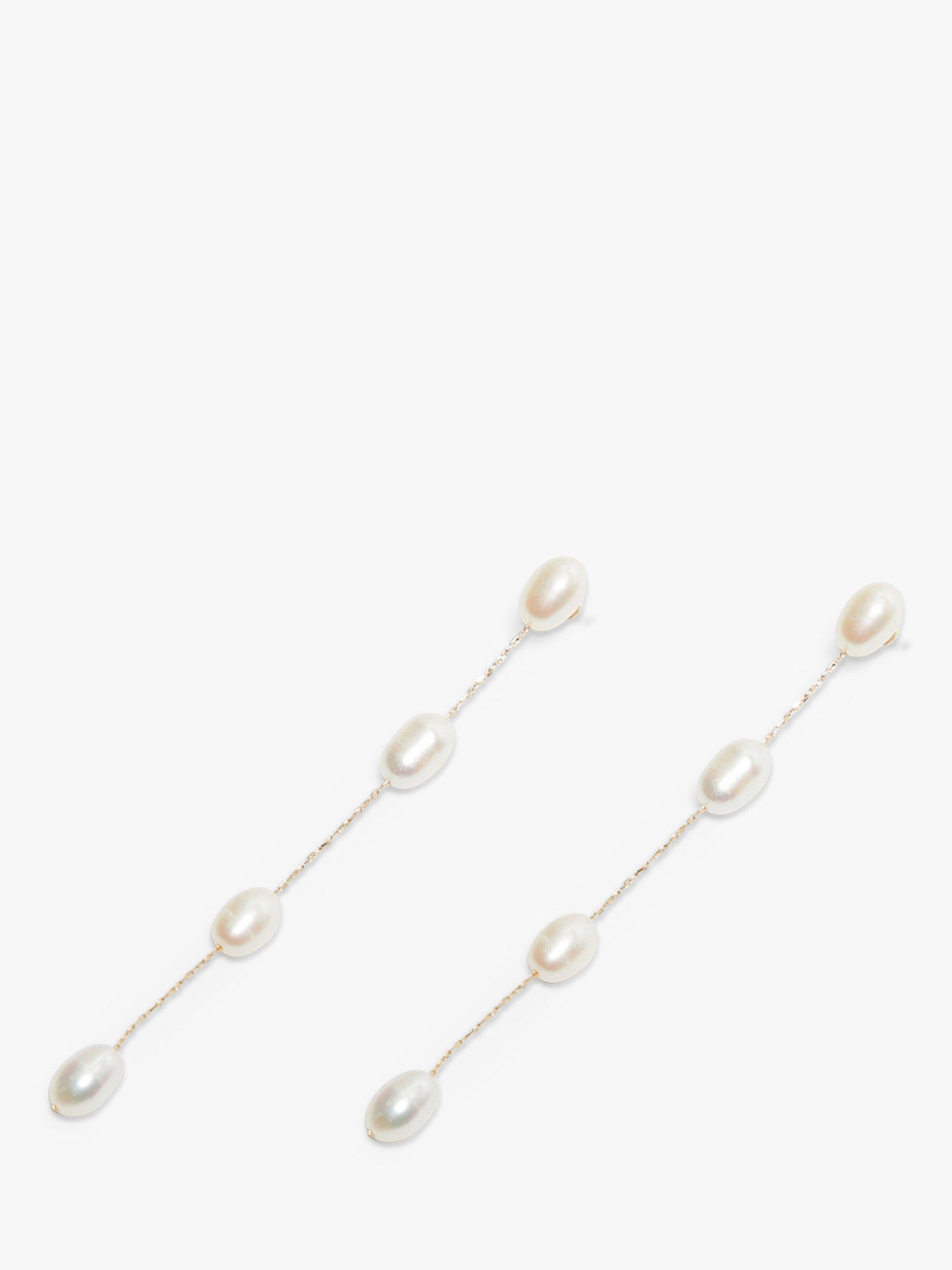 Product image 4 of 4, which shows Jon Richard Fine Chain And Freshwater Pearl Earrings, Gold
