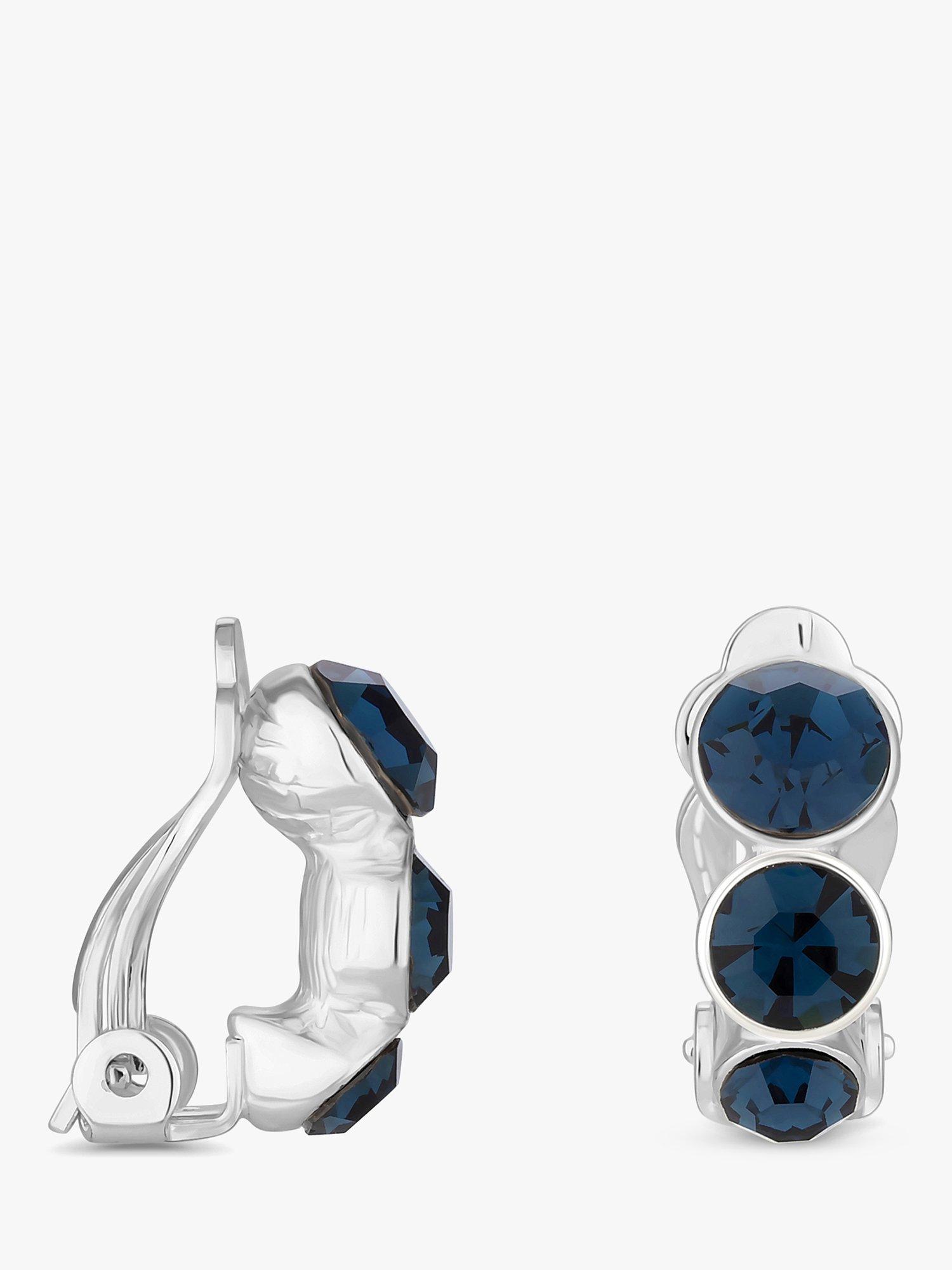 Jon Richard Graduated Crystal Clip Earrings, Silver/Blue