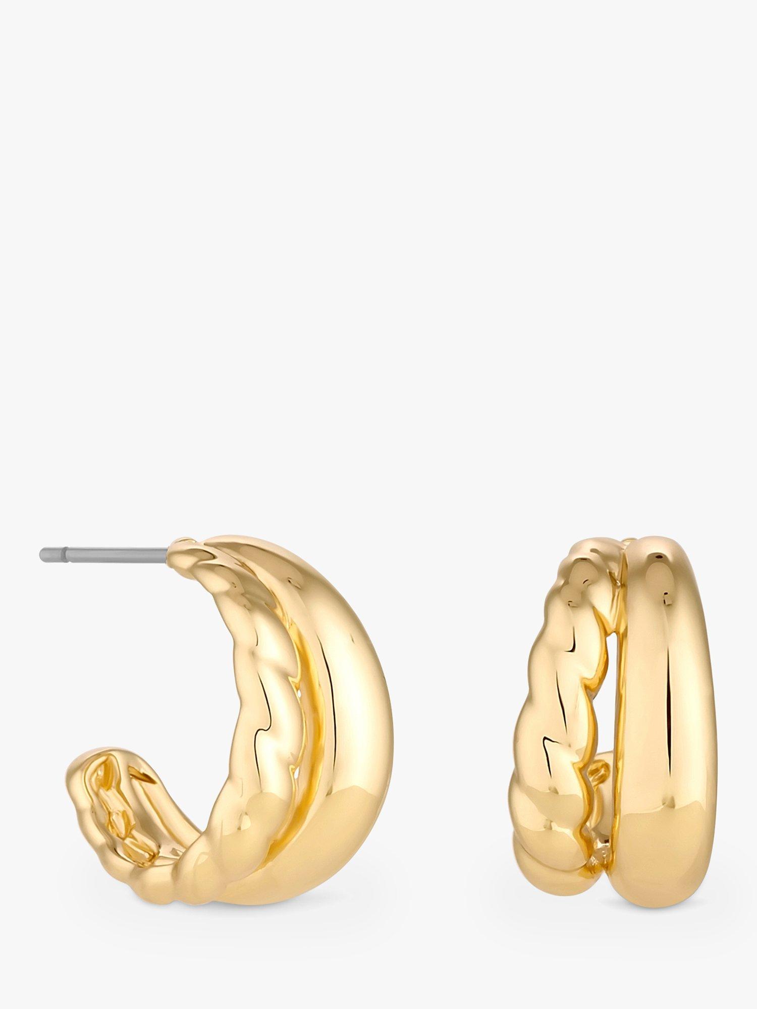Product image 1 of 1, which shows Jon Richard Polished & Textured Hoop Earrings, Gold