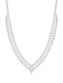 Jon Richard Pearl And Crystal V Necklace, Silver, Silver