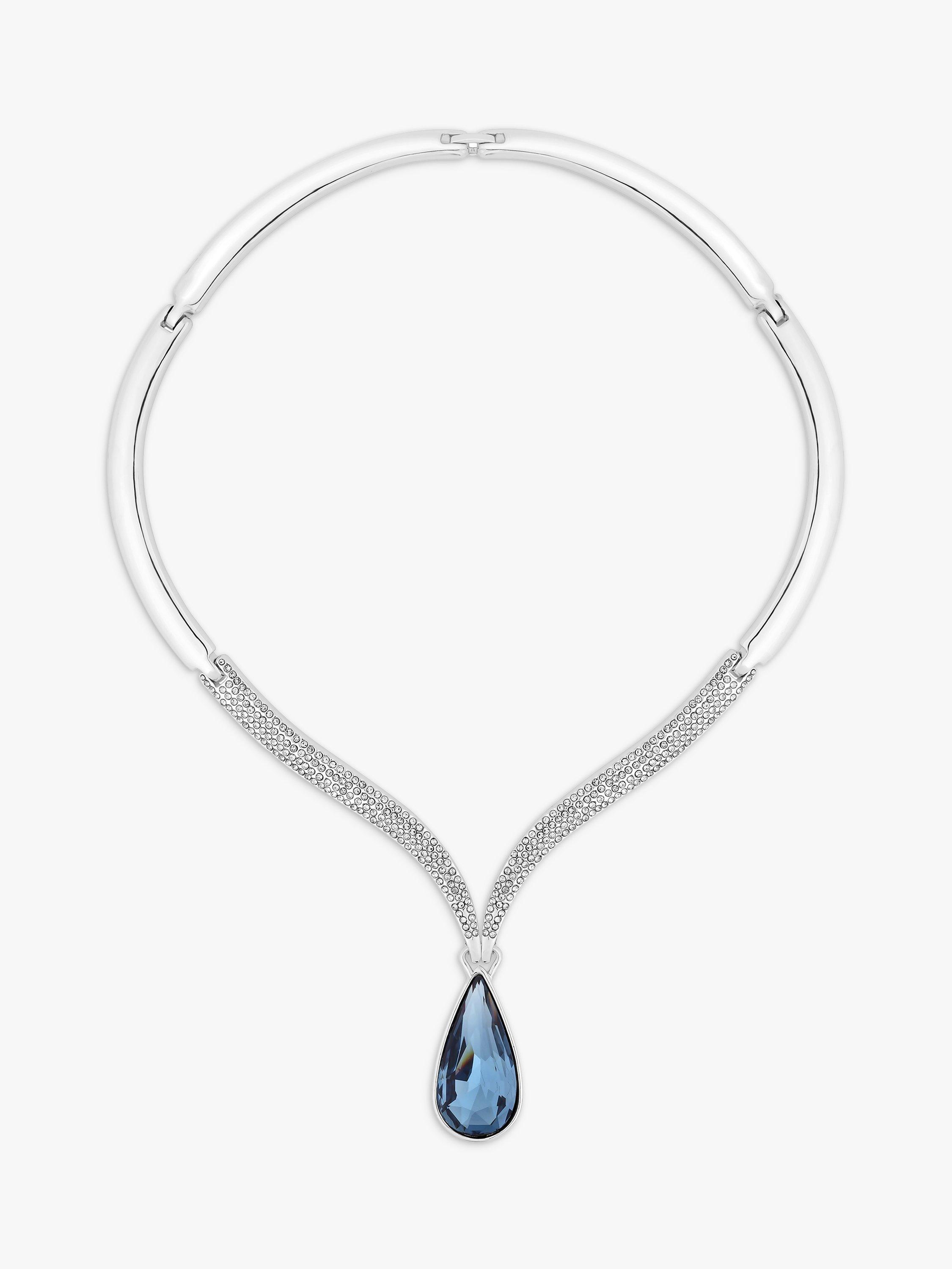 Product image 1 of 3, which shows Jon Richard Statement Blue Pear Drop Necklace, Silver