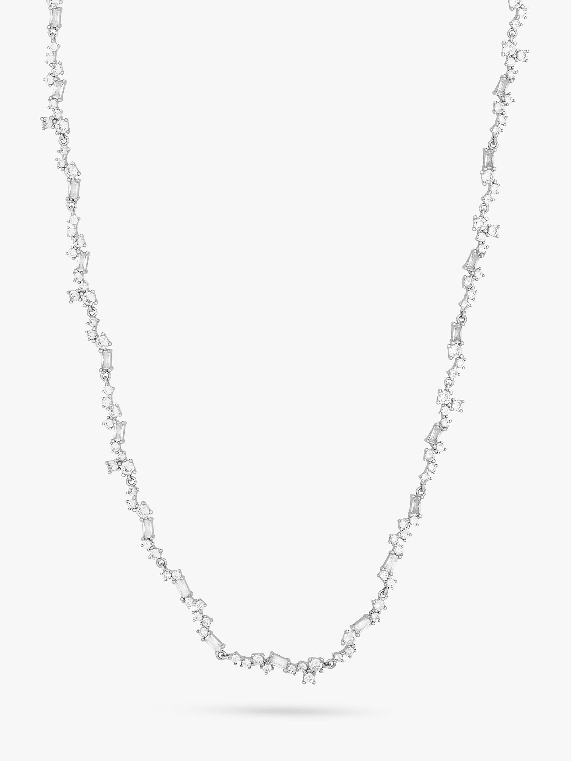 Product image 1 of 4, which shows Jon Richard Scattered Stone Necklace, Silver