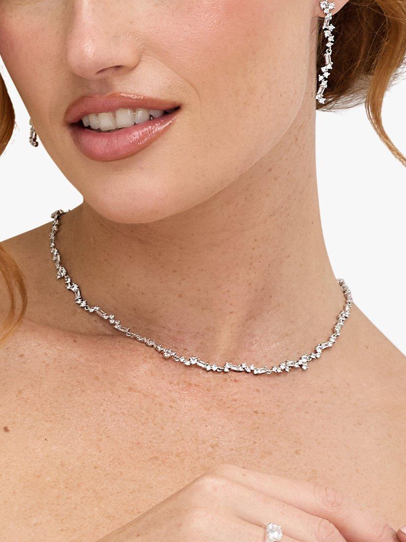 Product image 2 of 4, which shows Jon Richard Scattered Stone Necklace, Silver