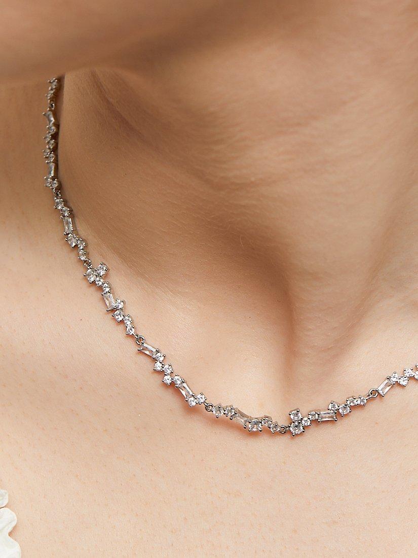 Product image 3 of 4, which shows Jon Richard Scattered Stone Necklace, Silver