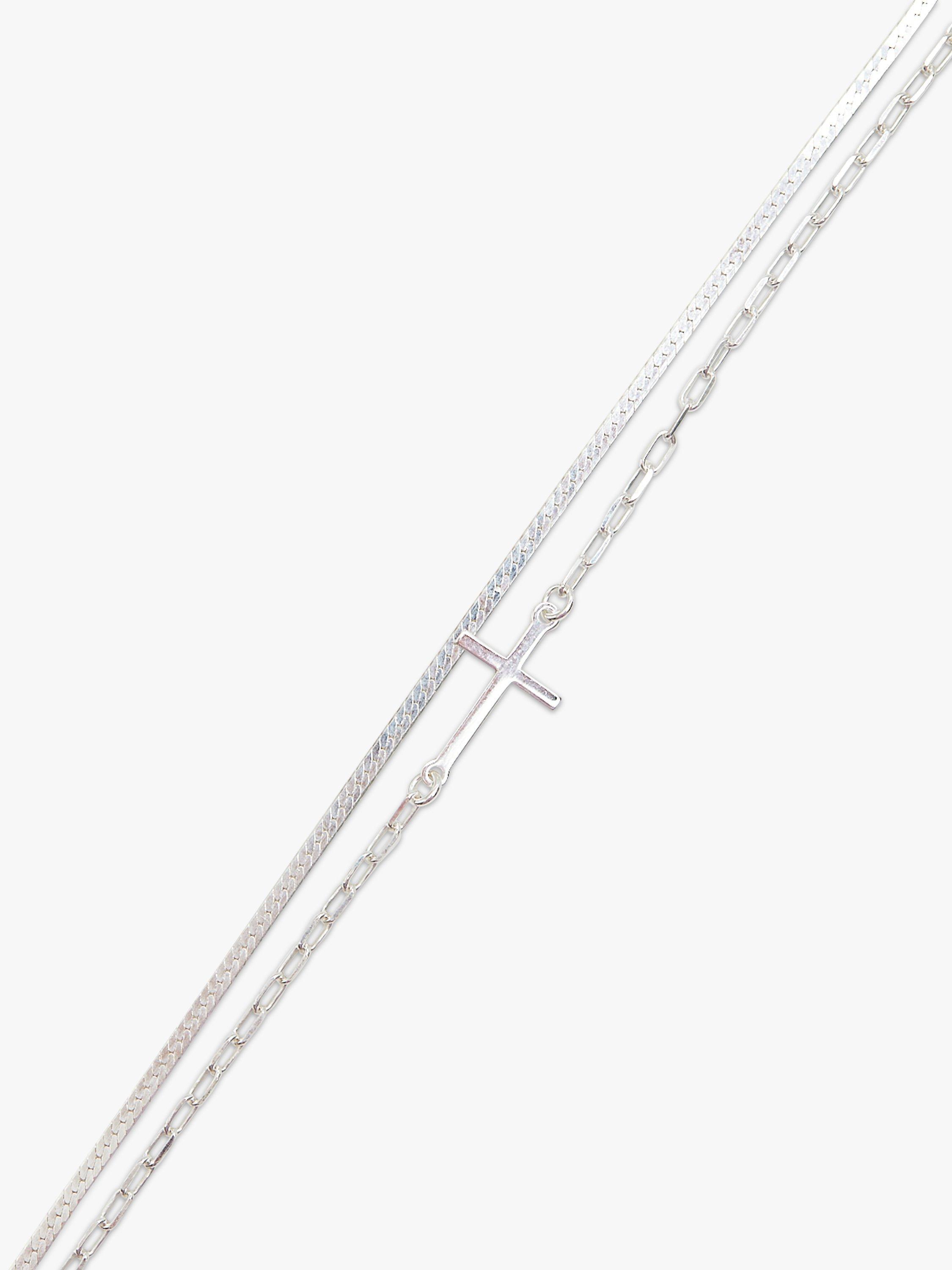 Product image 6 of 6, which shows Simply Silver Double Row Cross Bracelet, Silver