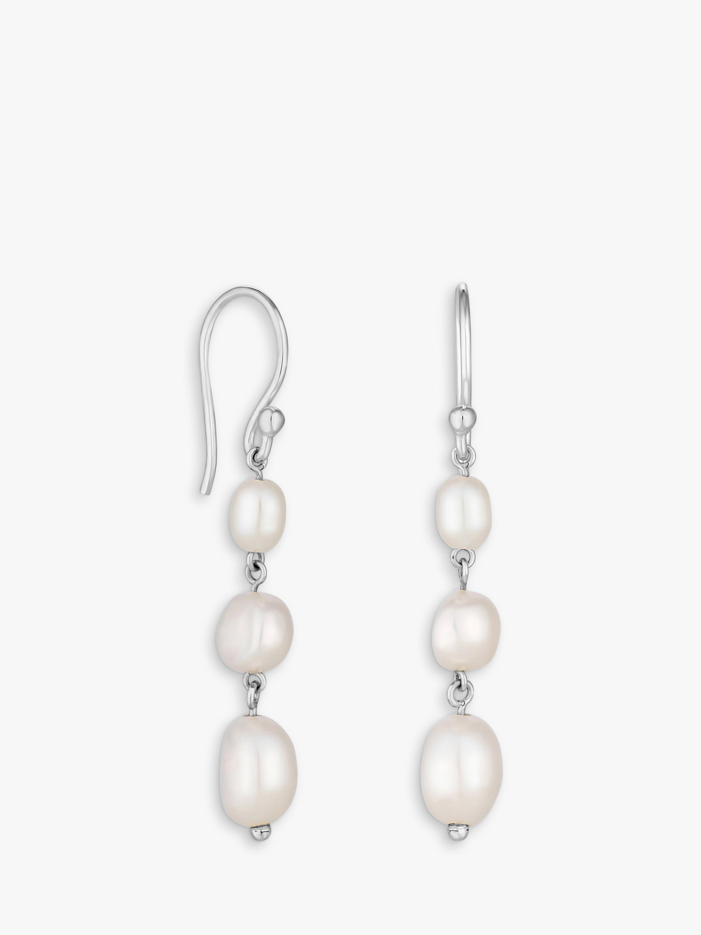 Product image 1 of 1, which shows Simply Silver Freshwater Pearl Drop Earrings, Silver